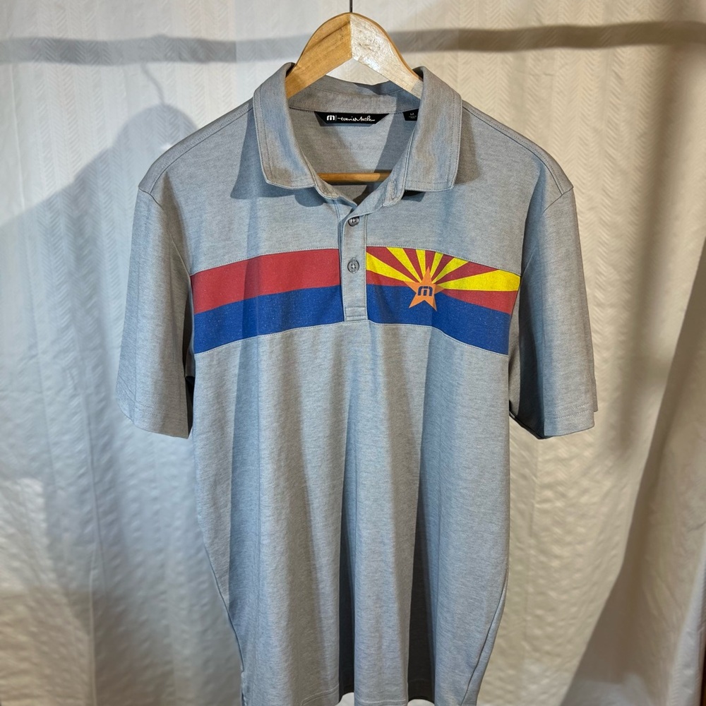 Travis Mathew Gray Polo with Arizona Graphic
